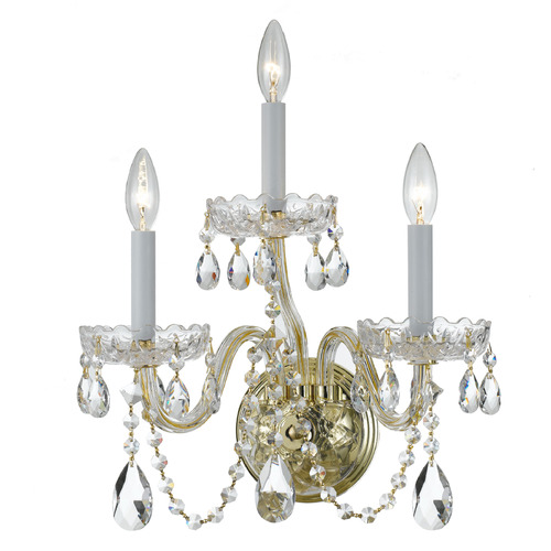 Crystorama Lighting Traditional Crystal Polished Brass Sconce