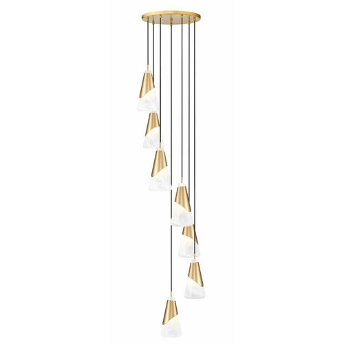 Z-Lite Z-Lite Aimie Modern Gold Multi-Light Pendant with Conical Shade 828P6-7R-MGLD