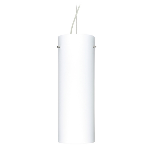 Besa Lighting Modern Pendant Light White Glass Satin Nickel by Besa Lighting 1KX-412807-SN