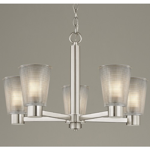 Design Classics Lighting Prismatic Clear Glass Chandelier Satin Nickel 2105-09 GL1056-FC