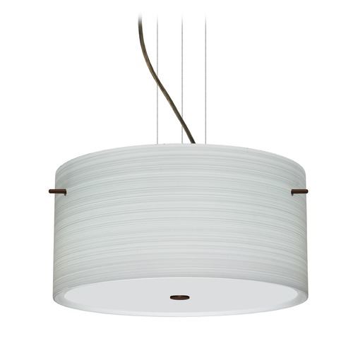 Besa Lighting Besa Lighting Tamburo Bronze LED Pendant Light with Drum Shade 1KV-4008KR-LED-BR