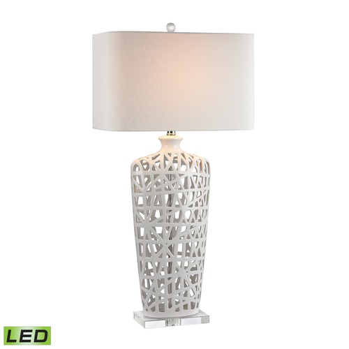 Elk Lighting Dimond Lighting Gloss White LED Table Lamp with Rectangle Shade D2637-LED