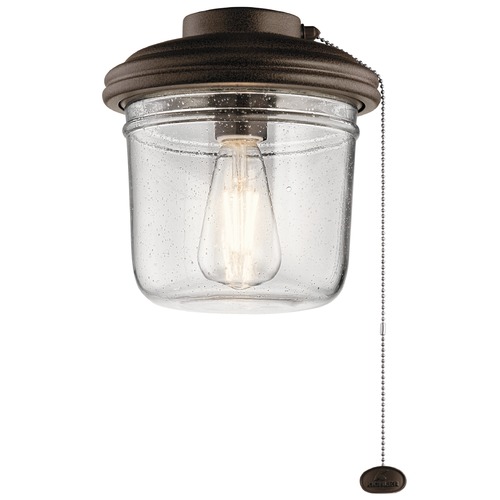Kichler Lighting LED Ceiling Fan Seeded Glass Light Tannery Bronze by Kichler Lighting 380915TZP