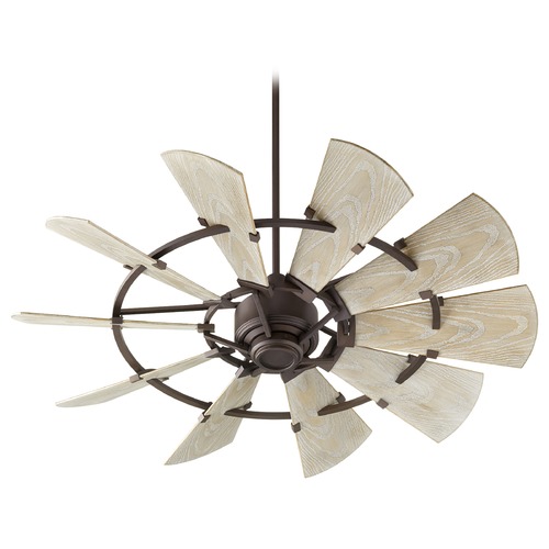 Windmill Oiled Bronze Ceiling Fan Without Light by Quorum Lighting