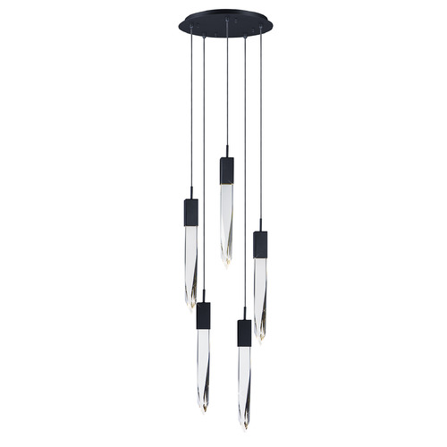 Quartz 5-Light LED Pendant in Black by ET2 Lighting