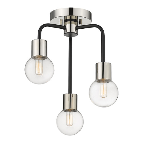 Z-Lite Neutra Matte Black & Polished Nickel Semi-Flush Mount by Z-Lite 621-3SF-MB-PN