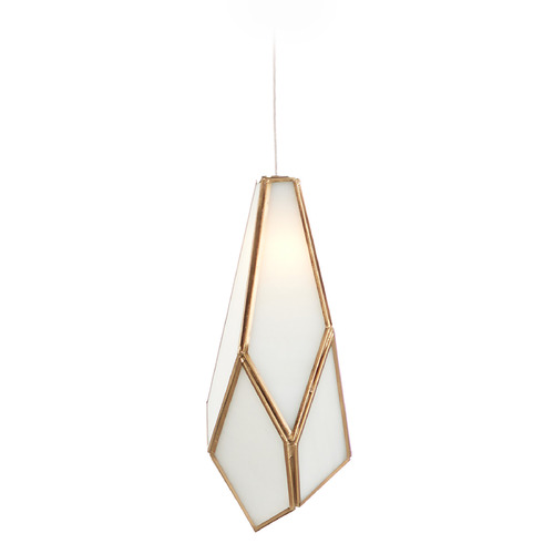Currey and Company Glace Antique Brass & Silver Mini-Pendant Light with Abstract Shade