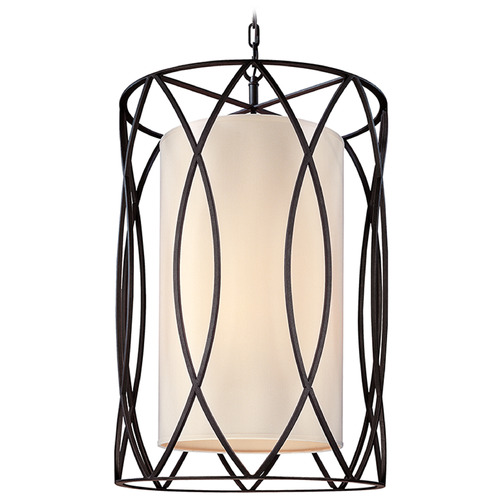 Troy Lighting Sausalito Textured Iron Pendant Light with Cylindrical Shade