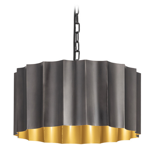 Maxim Lighting Allegra Gunmetal & Gold Pendant Light with Scalloped Shade