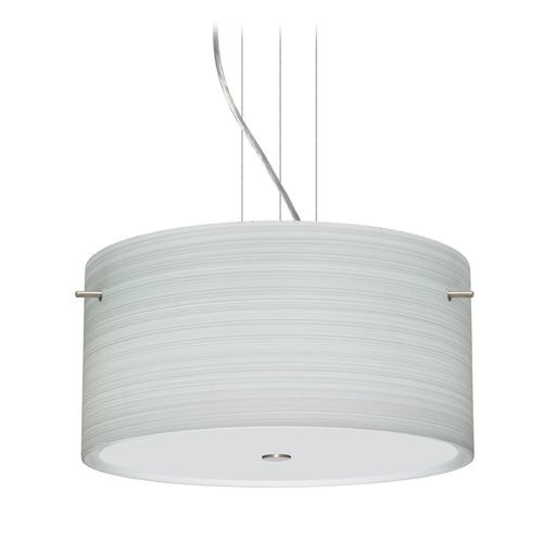 Besa Lighting Tamburo Satin Nickel LED Pendant Light with Drum Shade