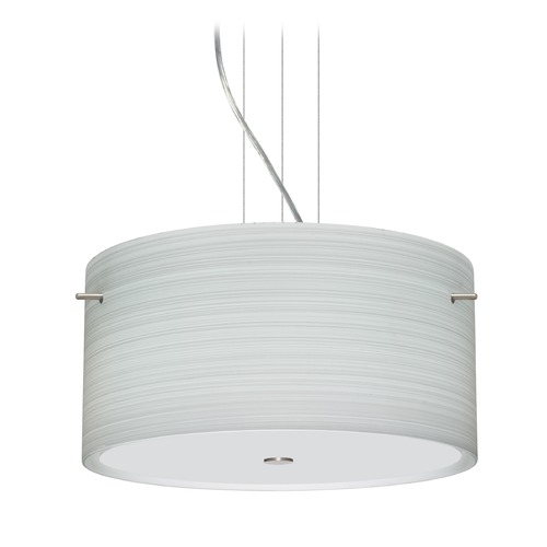 Besa Lighting Besa Lighting Tamburo Satin Nickel LED Pendant Light with Drum Shade 1KV-4008KR-LED-SN