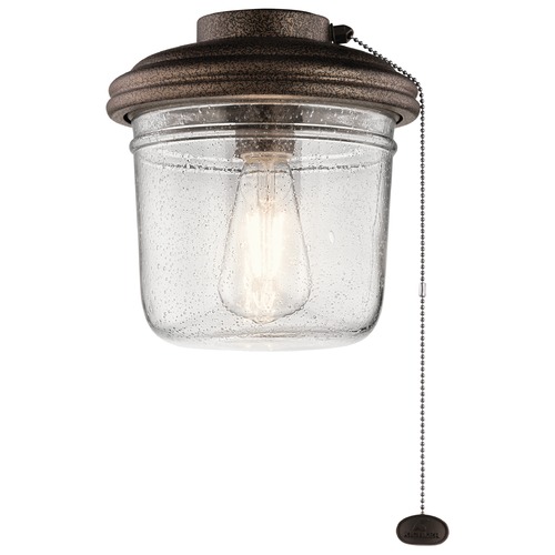 LED Ceiling Fan Seeded Glass Light Weathered Copper by Kichler Lighting