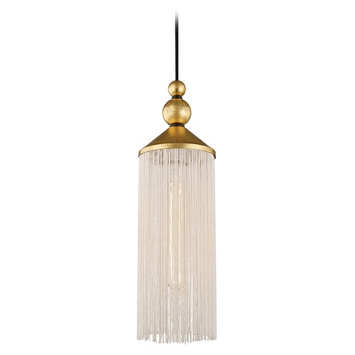 Mitzi by Hudson Valley Mitzi By Hudson Valley Scarlett Gold Leaf Pendant Light with Cylindrical Shade H300701-GL/WH
