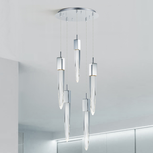 Quartz 5-Light LED Pendant in Polished Chrome by ET2 Lighting
