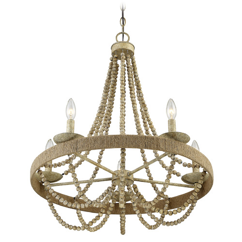 26-Inch Chandelier in Natural Wood & Rope by Meridian