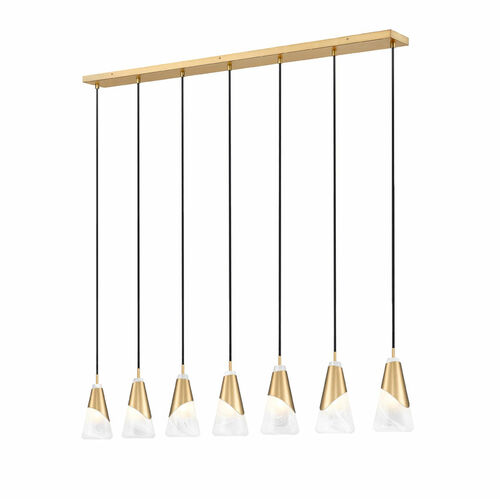 Z-Lite Aimie Modern Gold Multi-Light Pendant with Conical Shade