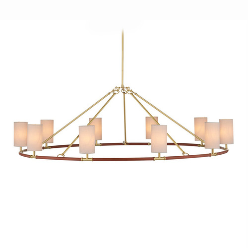 Currey and Company Ellerston Saddle Brown / Brushed Brass Chandelier