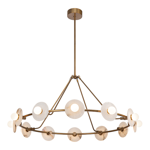 Alora Lighting Dahlia 46.50-Inch LED Alabaster Chandelier in Brass by Alora Lighting CH346046VBAR