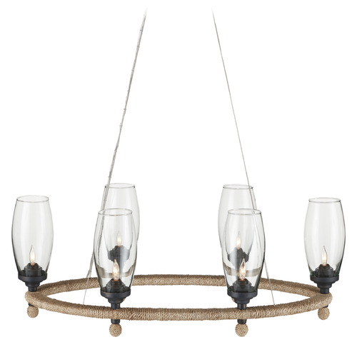 Currey and Company Clarence Mallari Hightider Natural / French Black Chandelier