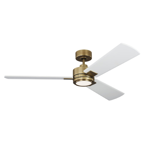 Harris 56-Inch LED Smart Fan in Antique Brass & White by VC Fan