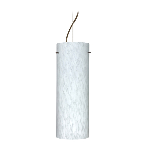 Besa Lighting Modern Pendant Light White Glass Bronze by Besa Lighting 1KX-412819-BR