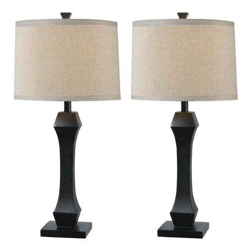 Kenroy Home Lighting Table Lamp Set with Beige / Cream Shade in Oil Rubbed Bronze Finish 32121ORB