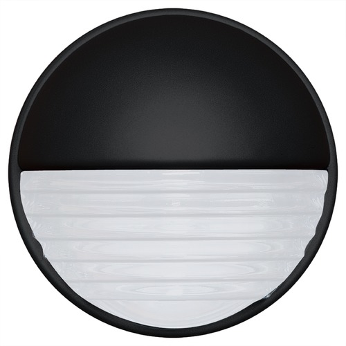 Frosted Ribbed Glass Outdoor Wall Light Black Costaluz by Besa Lighting