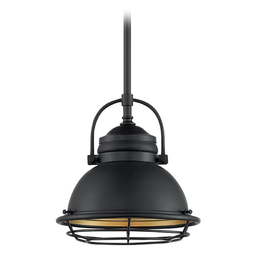 Upton Dark Bronze & Gold Outdoor Hanging Light by Satco Lighting