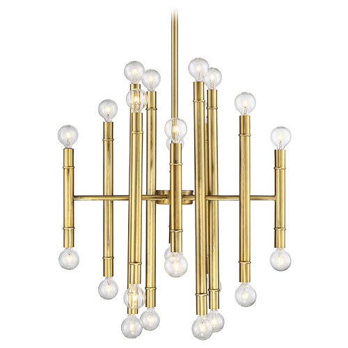 Meridian 24-Light Chandelier in Natural Brass by Meridian M10040NB