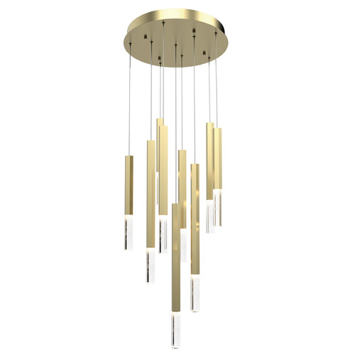 Diaphane 9-Light LED Pendant in Gold with Crystal by ET2 Lighting
