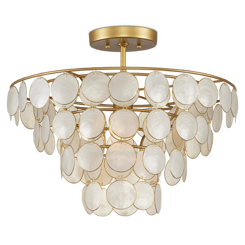 Currey and Company Tom Caldwell Bon Vivant Natural / Gold Semi-Flushmount Light