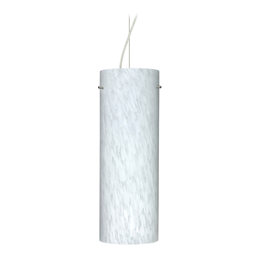Modern Pendant Light White Glass Satin Nickel by Besa Lighting
