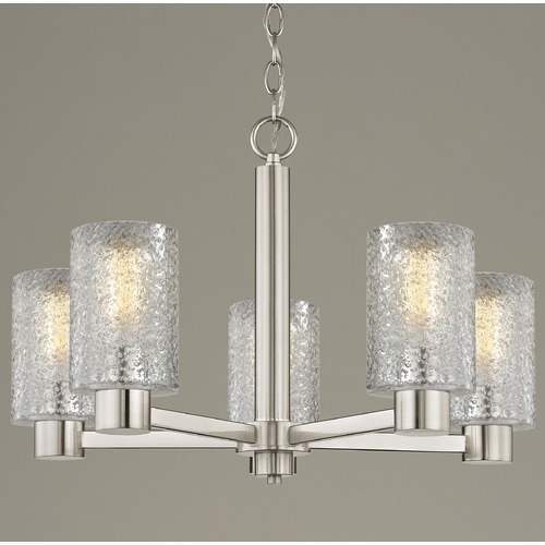 Vashon 5-Light Chandelier in Satin Nickel with Cylinder Ice Glass