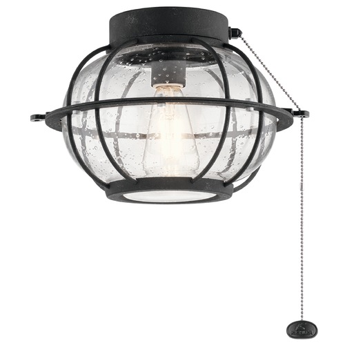 Kichler Lighting LED Ceiling Fan Seeded Glass Light Distressed Black by Kichler Lighting 380945DBK