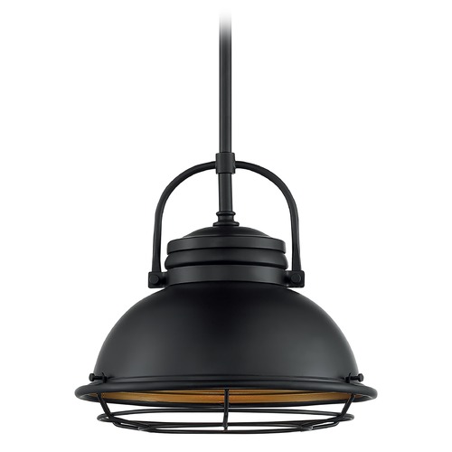 Upton Dark Bronze & Gold Outdoor Hanging Light by Satco Lighting