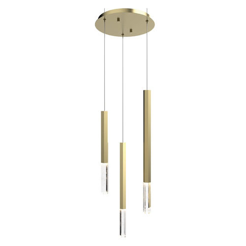 Diaphane 3-Light LED Pendant in Gold with Rock Crystal by ET2 Lighting