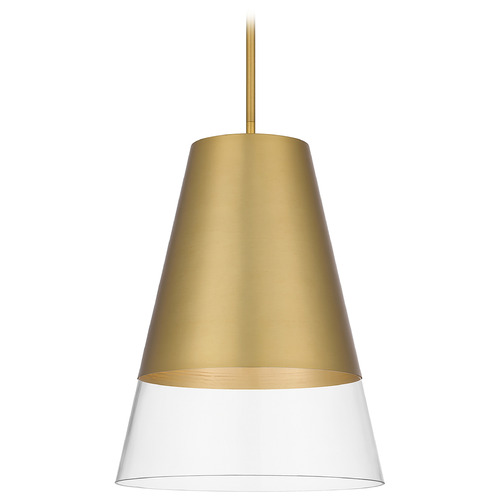 Quoizel Lighting Peregrine Brushed Gold Pendant Light with Conical Shade