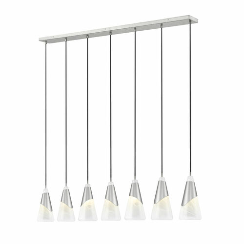 Z-Lite Z-Lite Aimie Brushed Nickel Multi-Light Pendant with Conical Shade 828P7-7L-BN
