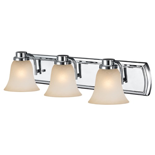 Design Classics Lighting Caramel Glass Bathroom Light in Chrome with 3-Lights 1203-26 GL9222-CAR