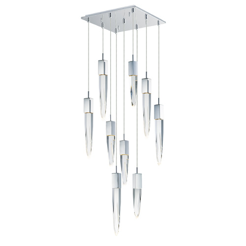 Quartz 9-Light LED Pendant in Polished Chrome by ET2 Lighting