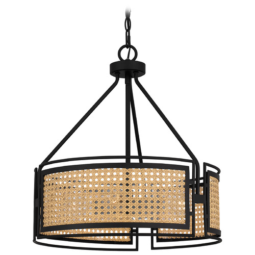 Quoizel Lighting Quoizel Lighting Priya Matte Black Pendant Light with Drum Shade PYA2818MBK