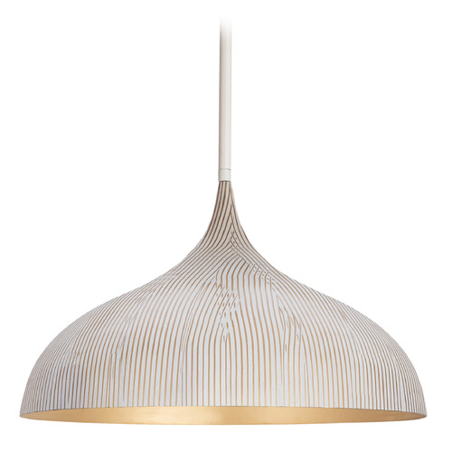 Maxim Lighting Fleur White & Gold Pendant Light with Bowl / Dome Shade