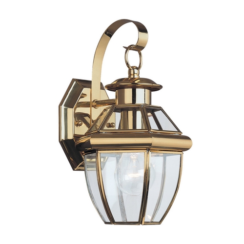 Lancaster 12-Inch Outdoor Wall Light in Polished Brass by Generation Lighting