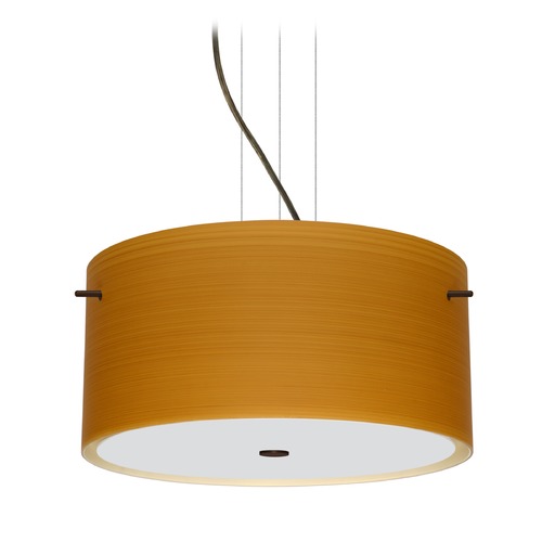 Besa Lighting Besa Lighting Tamburo Bronze LED Pendant Light with Drum Shade 1KV-4008OK-LED-BR