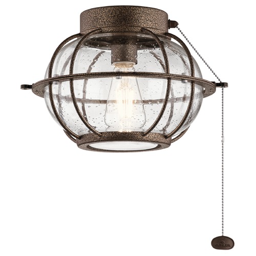 Kichler Lighting LED Ceiling Fan Seeded Glass Light Weathered Copper by Kichler Lighting 380945WCP