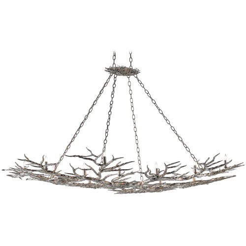 Currey and Company Lighting Rainforest 74-Inch Chandelier in Silver Leaf by Currey & Company 9000-0367