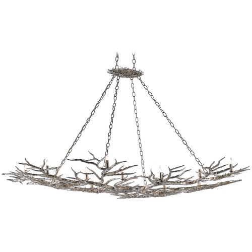 Rainforest 74-Inch Chandelier in Silver Leaf by Currey & Company