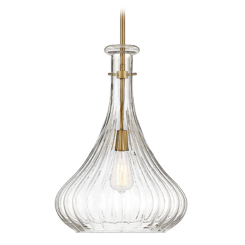 Savoy House Lighting Warm Brass Pendant Light with Fluted Shade