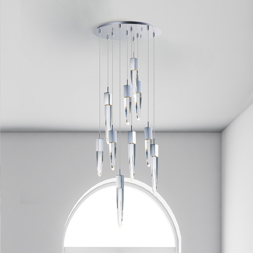 Quartz 10-Light LED Pendant in Polished Chrome by ET2 Lighting