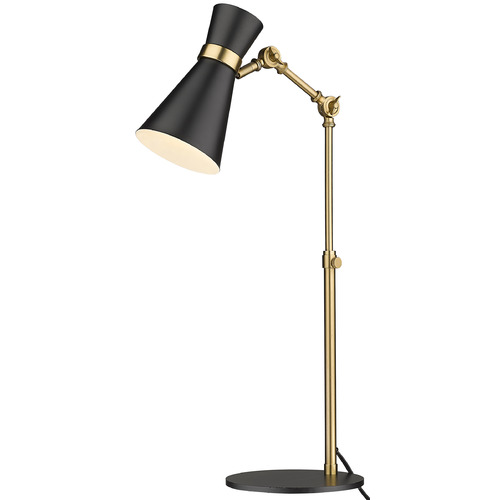 Soriano Matte Black & Heritage Brass Swing Arm Lamp by Z-Lite